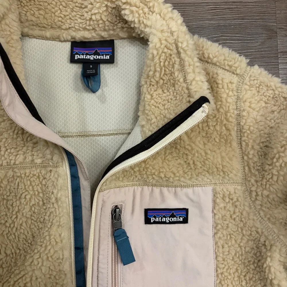 Patagonia Classic Retro X Fleece Jacket Women’s Small S Ivory Pink Green Teal - Picture 3 of 4